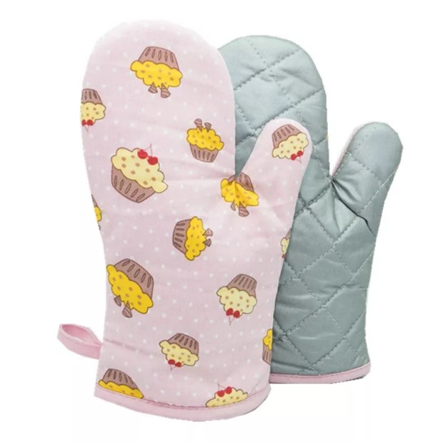 High Quality Cute Silver Pink Oven Gloves Hot Resistant Oven Mitts 